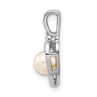 14k White Gold FW Cultured Pearl and Diamond Heart Pendant-XBS459