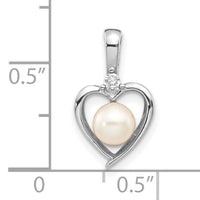 14k White Gold FW Cultured Pearl and Diamond Heart Pendant-XBS459