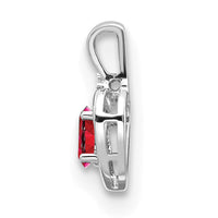 14k White Gold Ruby and Diamond Heart Pendant-XBS460