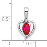 14k White Gold Ruby and Diamond Heart Pendant-XBS460