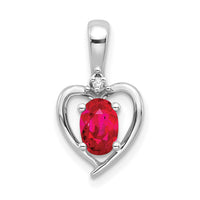 14k White Gold Ruby and Diamond Heart Pendant-XBS460