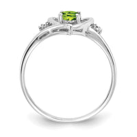 14k White Gold Peridot and Diamond Heart Ring-XBS461