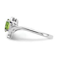 14k White Gold Peridot and Diamond Heart Ring-XBS461