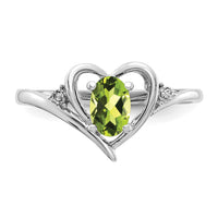 14k White Gold Peridot and Diamond Heart Ring-XBS461