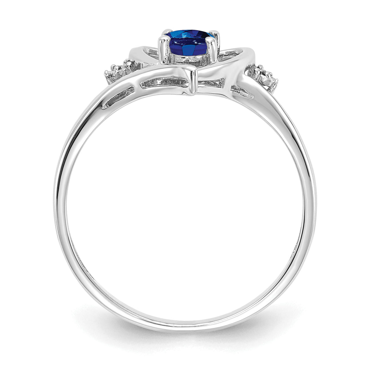 14k White Gold Sapphire and Diamond Heart Ring-XBS462
