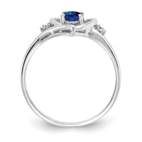 14k White Gold Sapphire and Diamond Heart Ring-XBS462