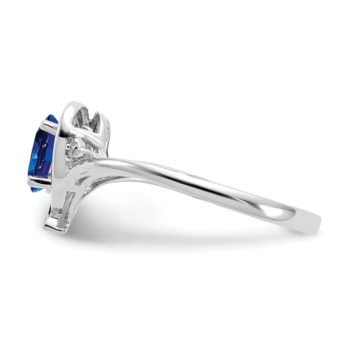 14k White Gold Sapphire and Diamond Heart Ring-XBS462