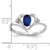 14k White Gold Sapphire and Diamond Heart Ring-XBS462