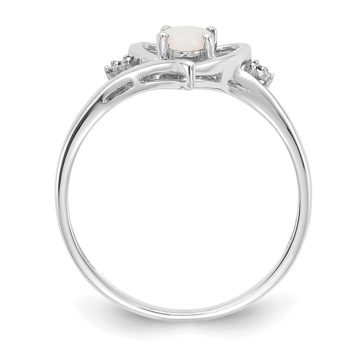 14k White Gold Opal and Diamond Heart Ring-XBS463