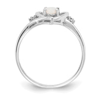 14k White Gold Opal and Diamond Heart Ring-XBS463