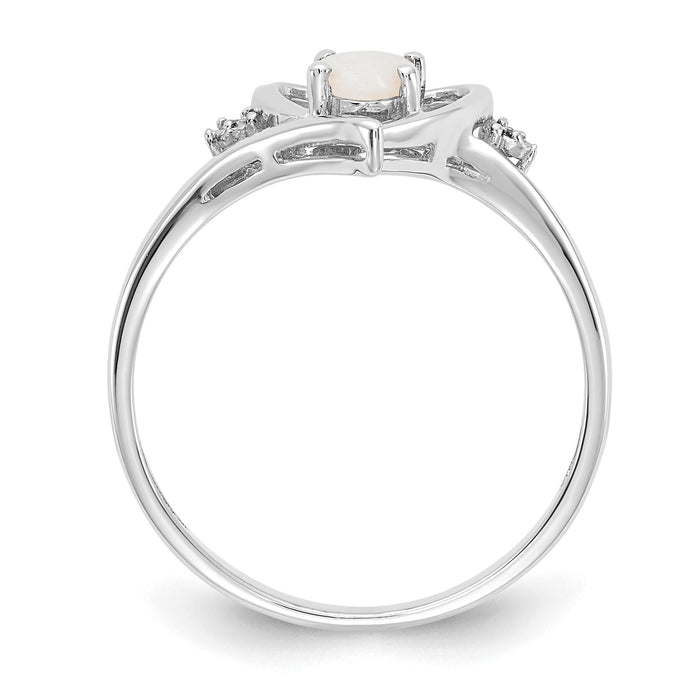 14k White Gold Opal and Diamond Heart Ring-XBS463