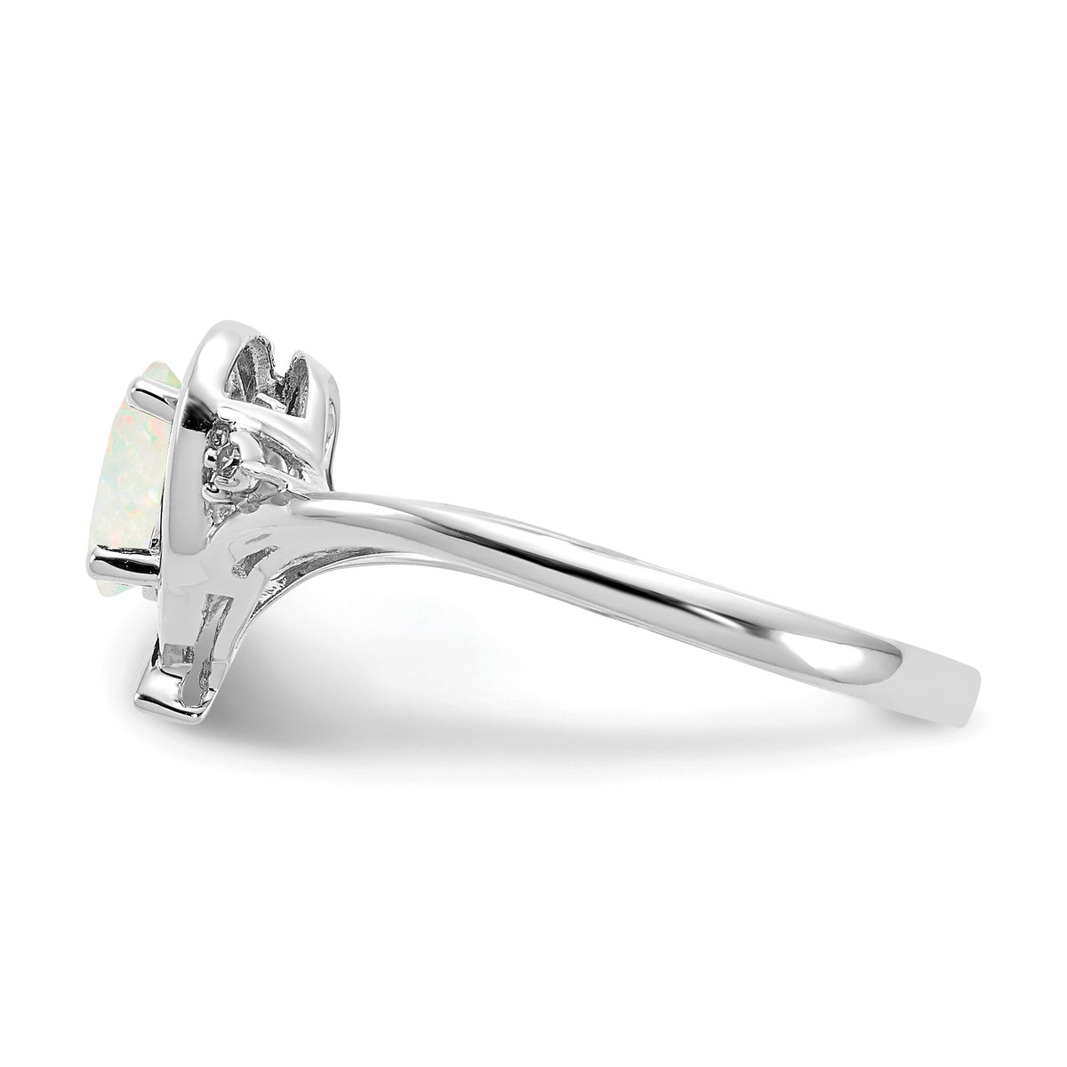 14k White Gold Opal and Diamond Heart Ring-XBS463