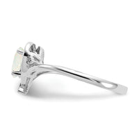14k White Gold Opal and Diamond Heart Ring-XBS463