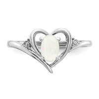 14k White Gold Opal and Diamond Heart Ring-XBS463