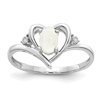 14k White Gold Opal and Diamond Heart Ring-XBS463