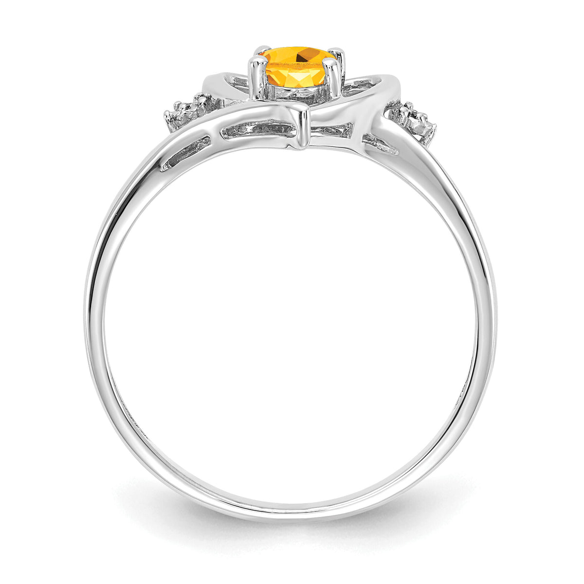 14k White Gold Citrine and Diamond Heart Ring-XBS464