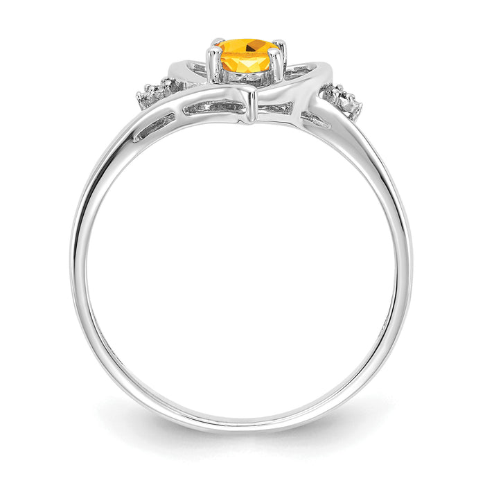 14k White Gold Citrine and Diamond Heart Ring-XBS464