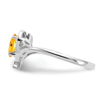 14k White Gold Citrine and Diamond Heart Ring-XBS464