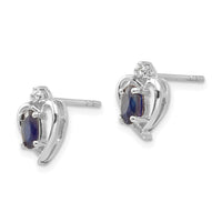 14k White Gold Sapphire and Diamond Heart Post Earrings-XBS467