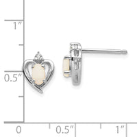 14k White Gold Opal and Diamond Heart Post Earrings-XBS468