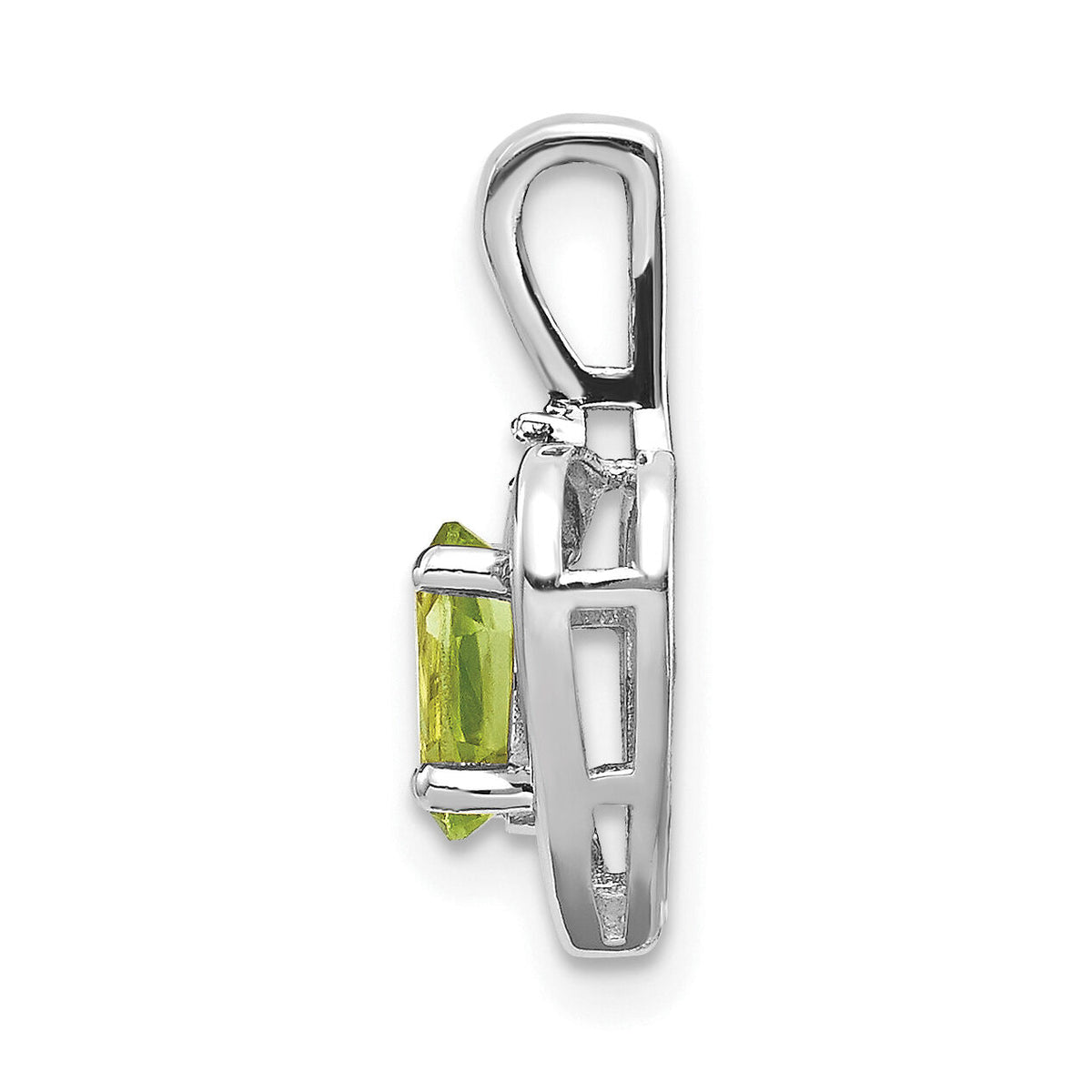 14k White Gold Peridot and Diamond Heart Pendant-XBS471