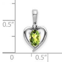 14k White Gold Peridot and Diamond Heart Pendant-XBS471