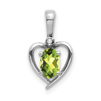 14k White Gold Peridot and Diamond Heart Pendant-XBS471