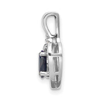 14k White Gold Sapphire and Diamond Heart Pendant-XBS472