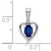 14k White Gold Sapphire and Diamond Heart Pendant-XBS472