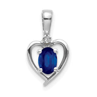 14k White Gold Sapphire and Diamond Heart Pendant-XBS472