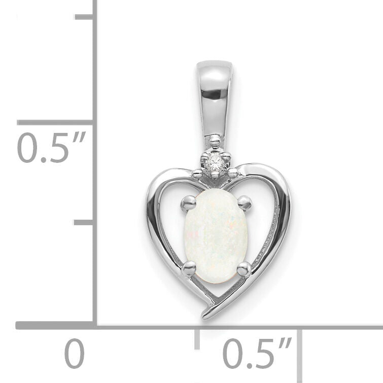 14k White Gold Opal and Diamond Heart Pendant-XBS473