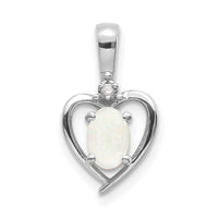 14k White Gold Opal and Diamond Heart Pendant-XBS473