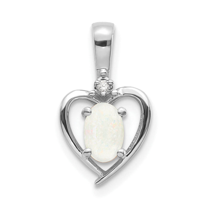 14k White Gold Opal and Diamond Heart Pendant-XBS473