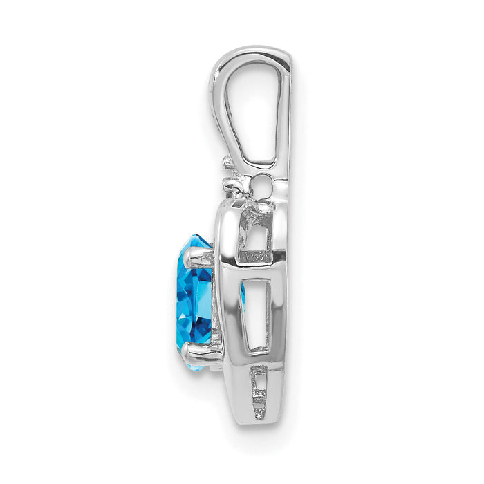 14k White Gold Blue Topaz and Diamond Heart Pendant-XBS475