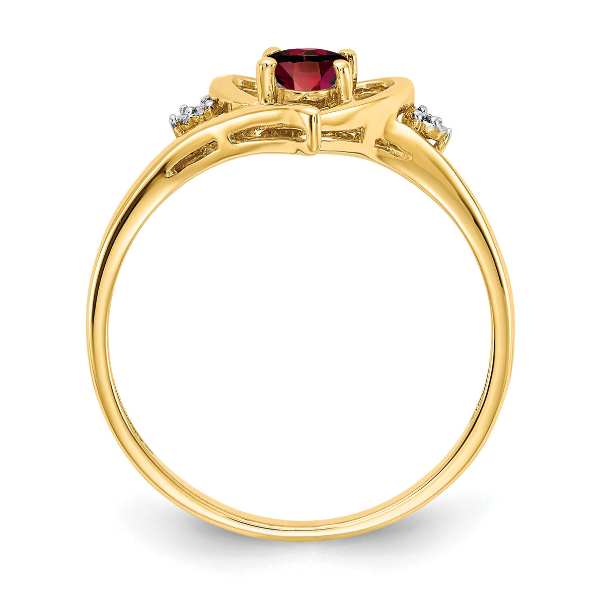 14k Garnet and Diamond Heart Ring-XBS476