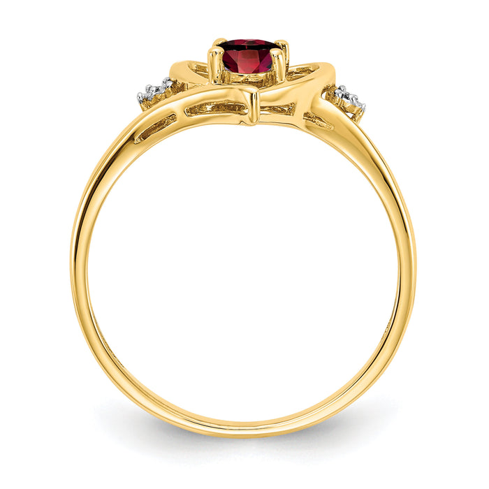 14k Garnet and Diamond Heart Ring-XBS476