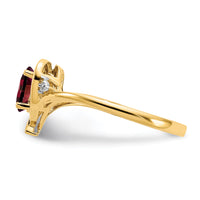 14k Garnet and Diamond Heart Ring-XBS476