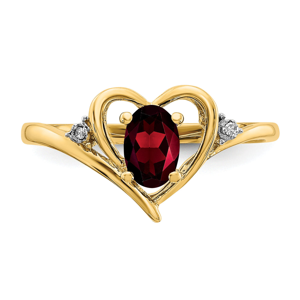 14k Garnet and Diamond Heart Ring-XBS476
