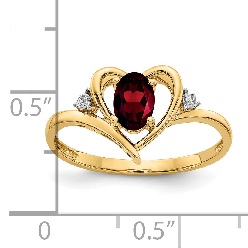 14k Garnet and Diamond Heart Ring-XBS476