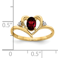 14k Garnet and Diamond Heart Ring-XBS476