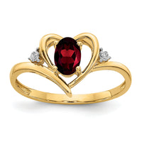 14k Garnet and Diamond Heart Ring-XBS476