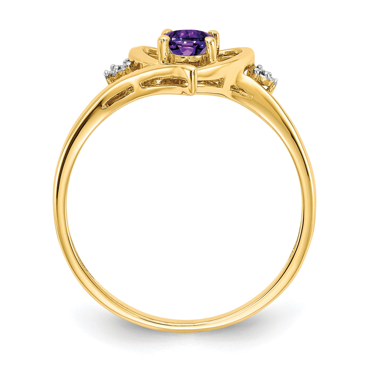 14k Amethyst and Diamond Heart Ring-XBS477