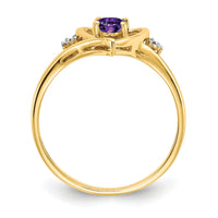 14k Amethyst and Diamond Heart Ring-XBS477