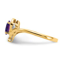 14k Amethyst and Diamond Heart Ring-XBS477