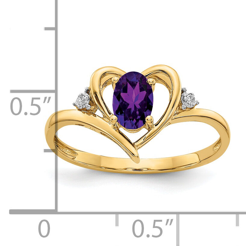 14k Amethyst and Diamond Heart Ring-XBS477