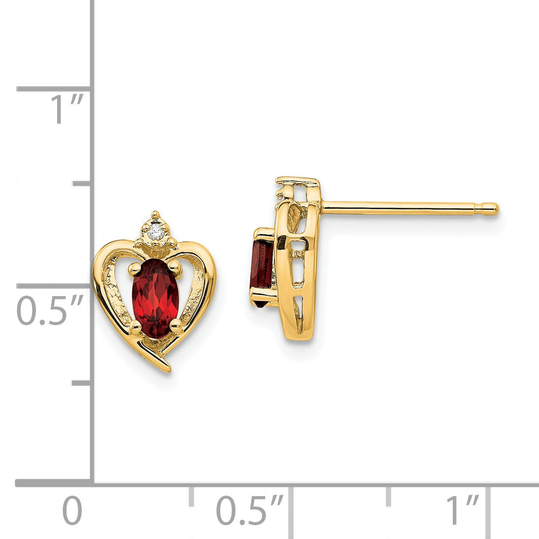 14k Garnet and Diamond Heart Earrings-XBS478