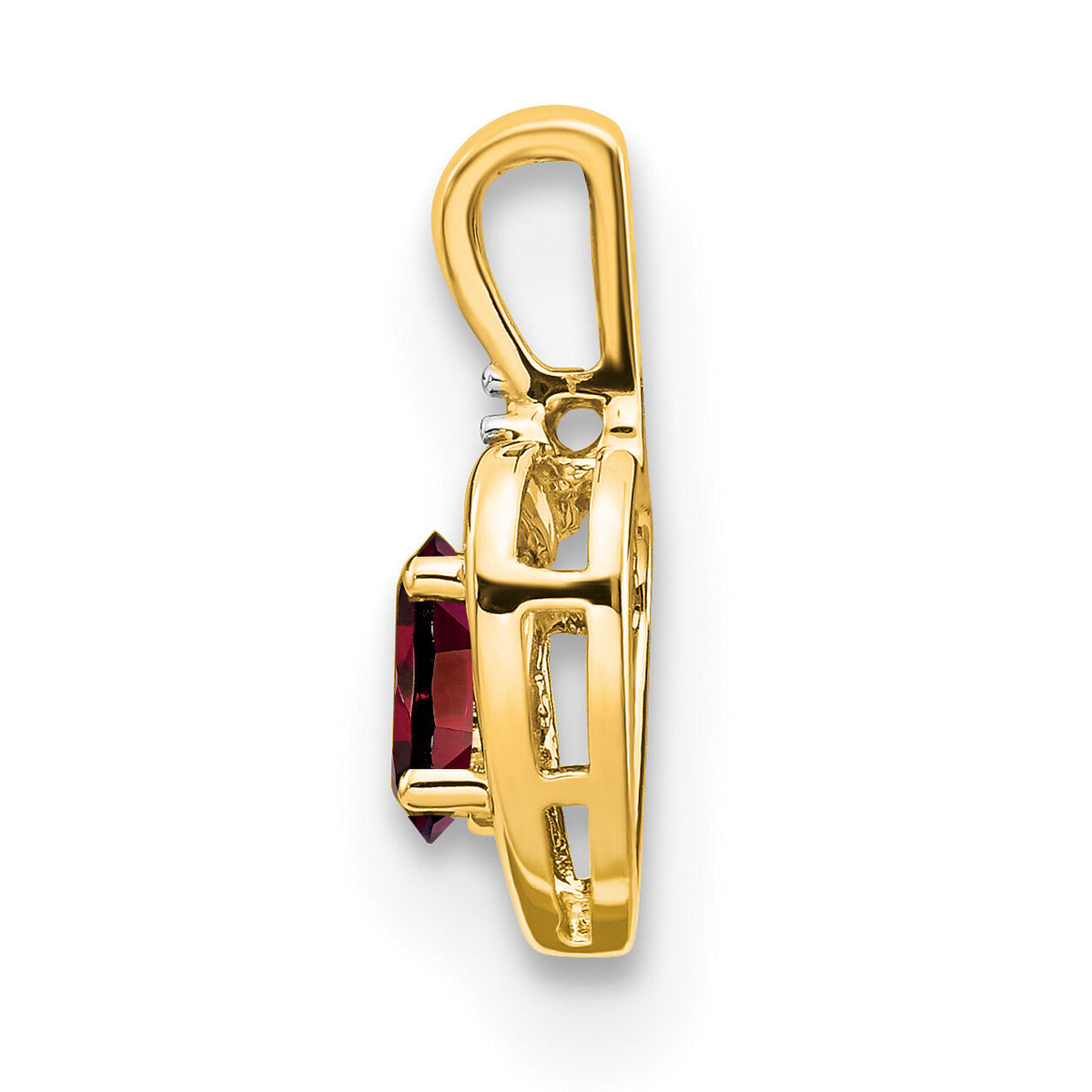 14k Garnet and Diamond Heart Pendant-XBS480