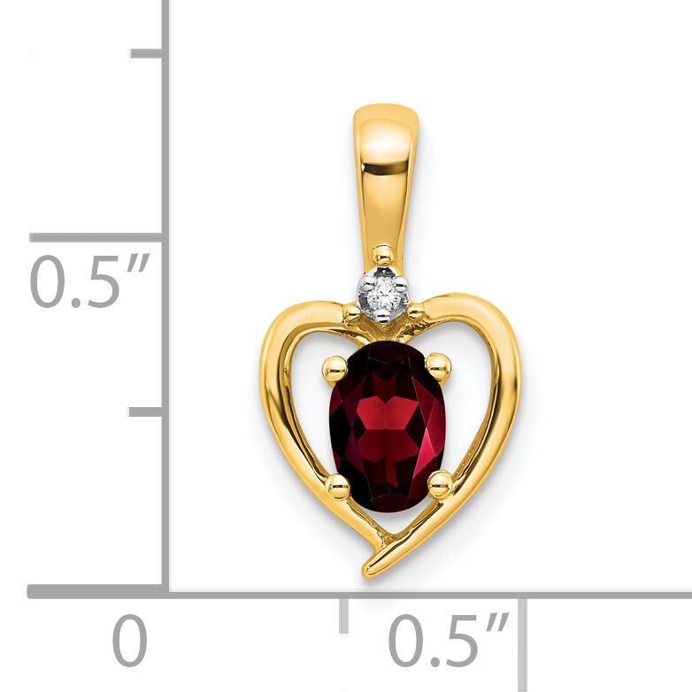 14k Garnet and Diamond Heart Pendant-XBS480