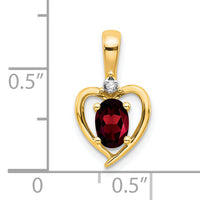 14k Garnet and Diamond Heart Pendant-XBS480