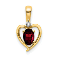 14k Garnet and Diamond Heart Pendant-XBS480
